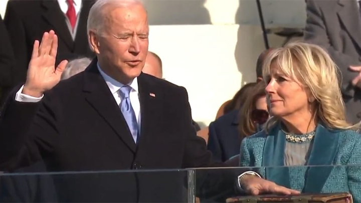 Joe Biden being sworn in. 
