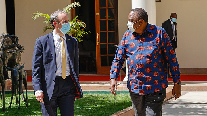 Uhuru Kenyatta and Dominic Raab. PHOTO/SH