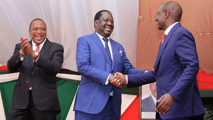 Uhuru Kenyatta, Raila Odinga and William Ruto. PHOTO/COURTESY