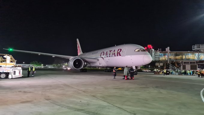 Qatar Airways plane carrying the initial Covid-19 vaccines. PHOTO/WHO