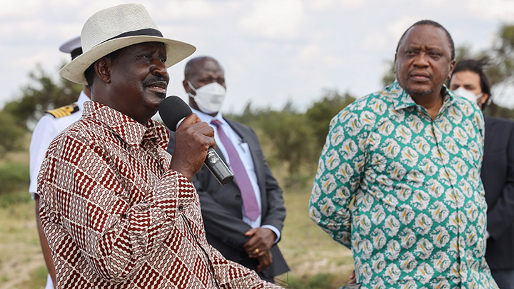 Uhuru Kenyatta and Raila Odinga. PHOTO/PSCU