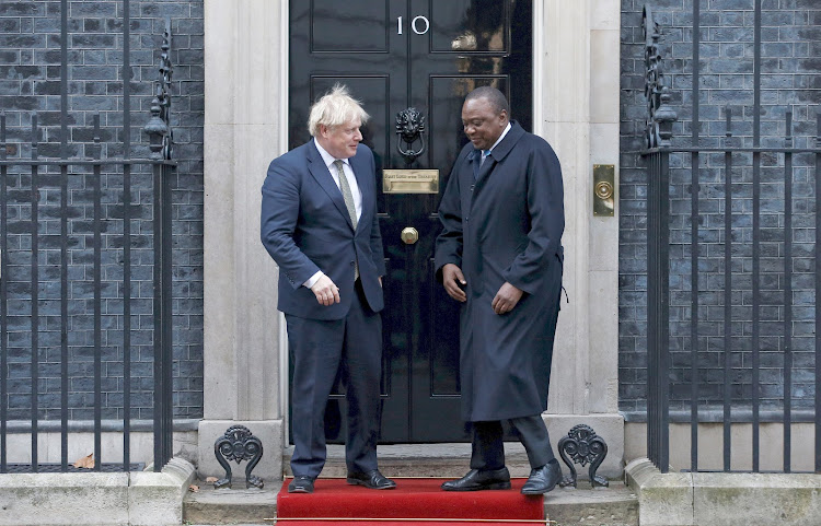 Uhuru Kenyatta and Boris Johnson. PHOTO/PSCU