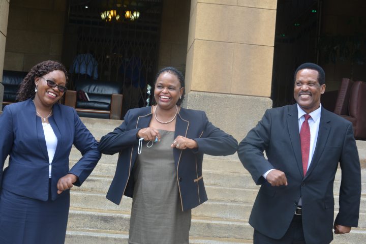 Monica Wanjiru, Martha Koome and Alfred Mtuweta Mshimba. PHOTO/COURTESY