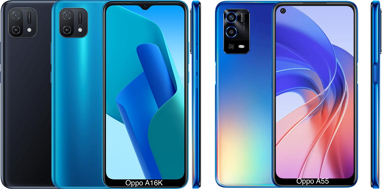 Oppo A16K and Oppo A55. PHOTO/COURTESY