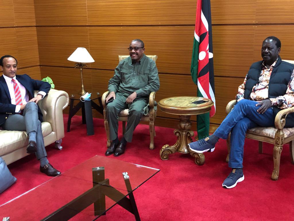 Meles Alem, Hailemariam Desalegn Boshe, and Raila Odinga. PHOTO/COURTESY