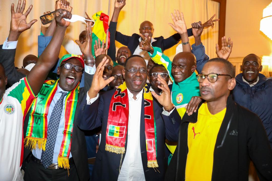 Macky Sall celebrating Senegal's win. PHOTO/COURTESY