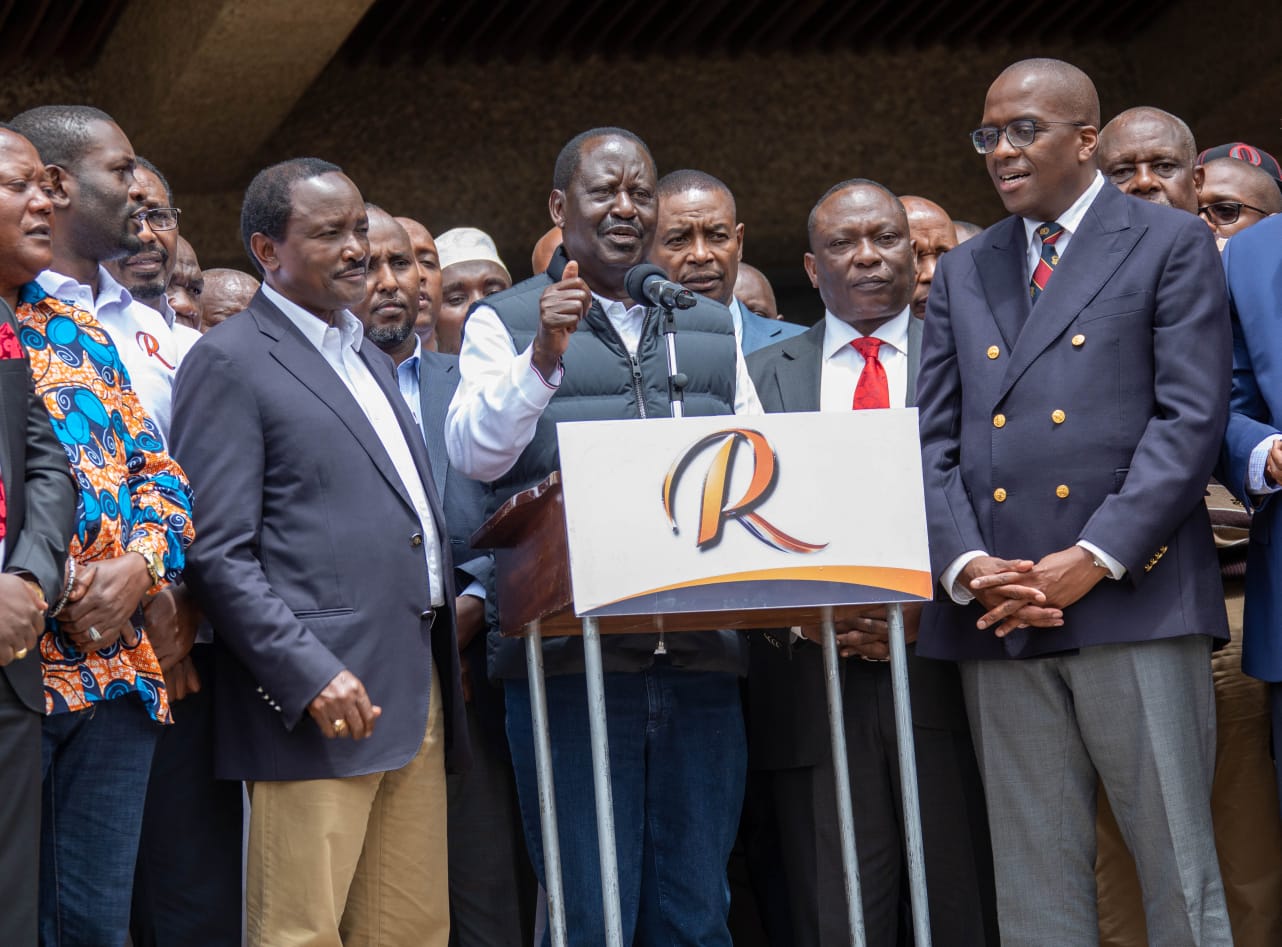 Kalonzo Musyoka, Raila Odinga, Richard Ngatia and and Polycarp Igathe. PHOTO/ODM   