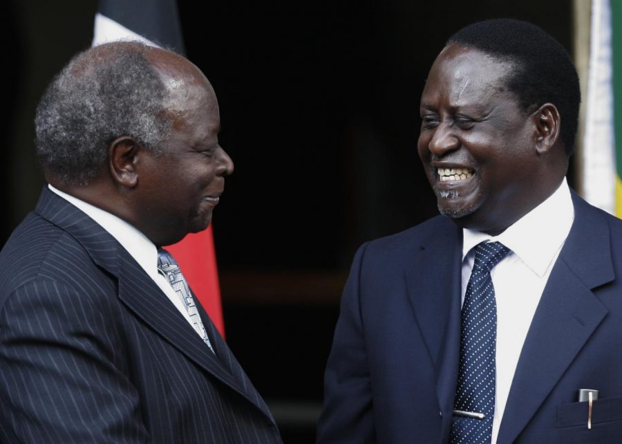 Mwai Kibaki and Raila Odinga. 
