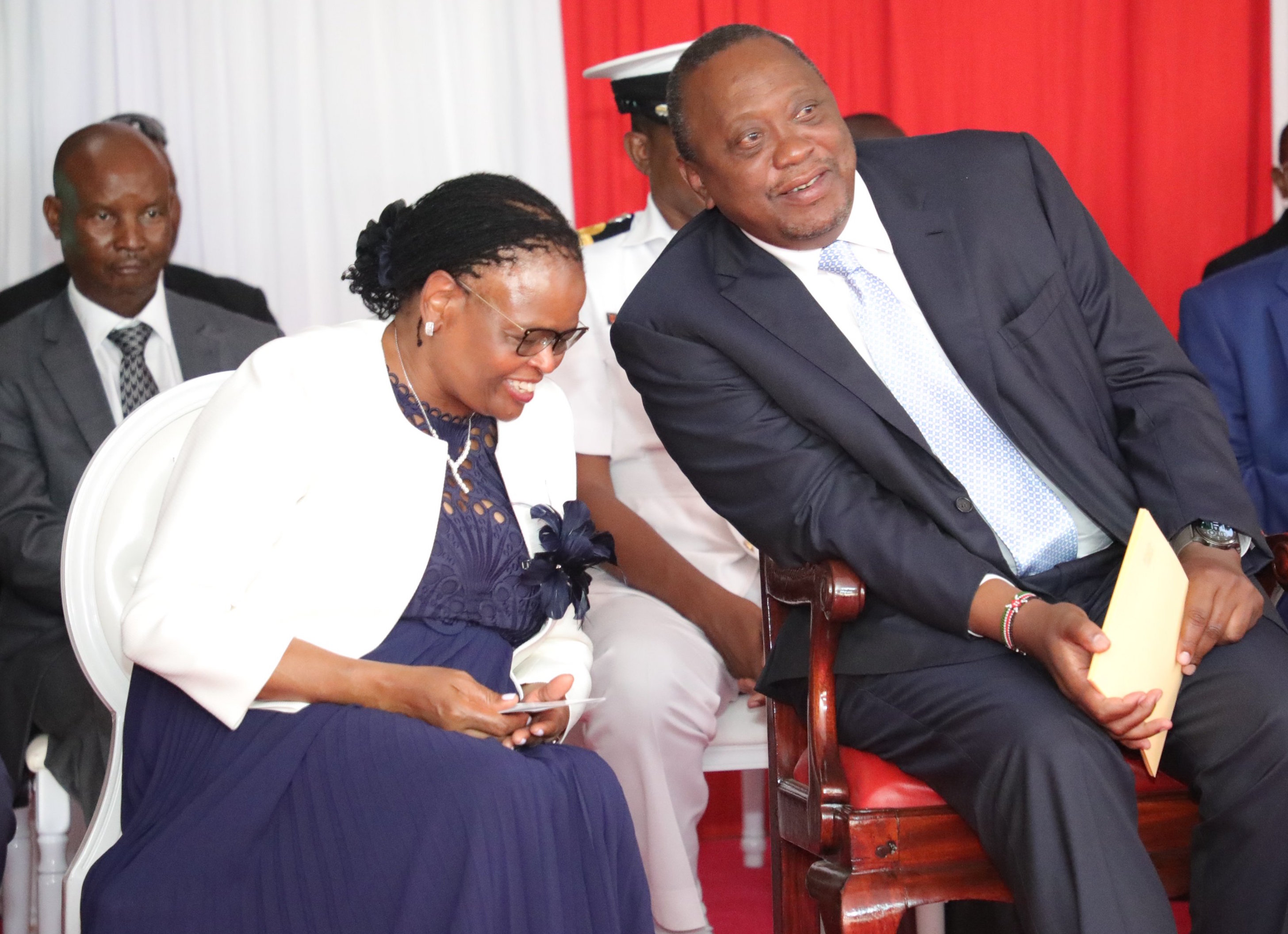 Martha Koome and Uhuru Kenyatta. PHOTO/TWITTER