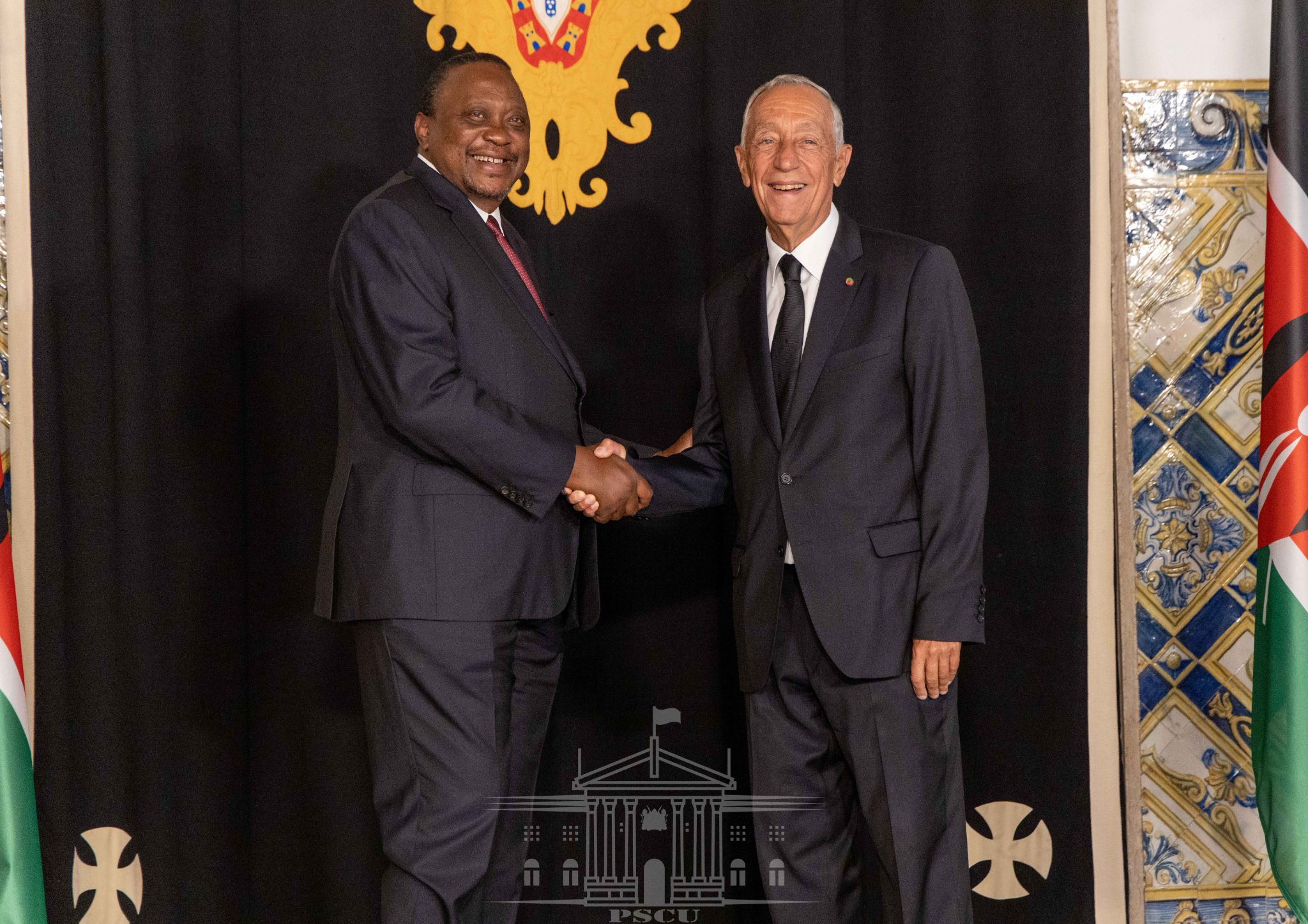 Uhuru Kenyatta and Marcelo Rebelo de Sousa. PHOTO/PSCU