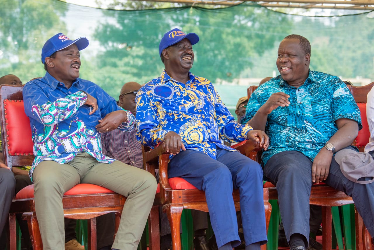 Kalonzo Musyoka, Raila Odinga and Fred Matiang’i. PHOTO/COURTESY 