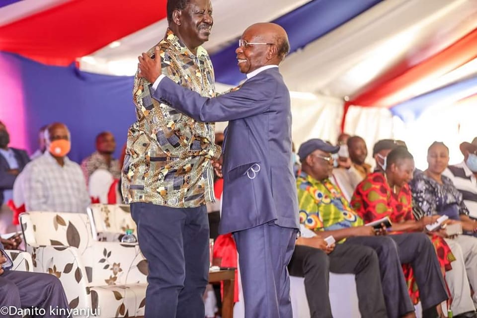 Raila Odinga and SK Macharia. PHOTO/DANITO KINYANJUI