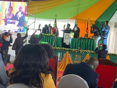 Cecily Mbarire taking oath of office. PHOTO/COURTESY
