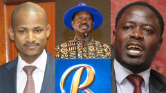 Babu Owino, Raila Odinga and Peter Kaluma. 