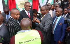 Eliud Owalo launching free Wi-Fi service at City Market. PHOTO/TWITTER