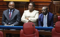 Kawira Mwangaza following the proceedings in the Senate Chamber on her impeachment. PHOTO/TWITTER