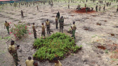 National Police Service officers during a tree-planting exercise. PHOTO/NPS
