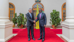 Lee Hsien Loong and William Ruto at State House, Nairobi. PHOTO/COURTESY