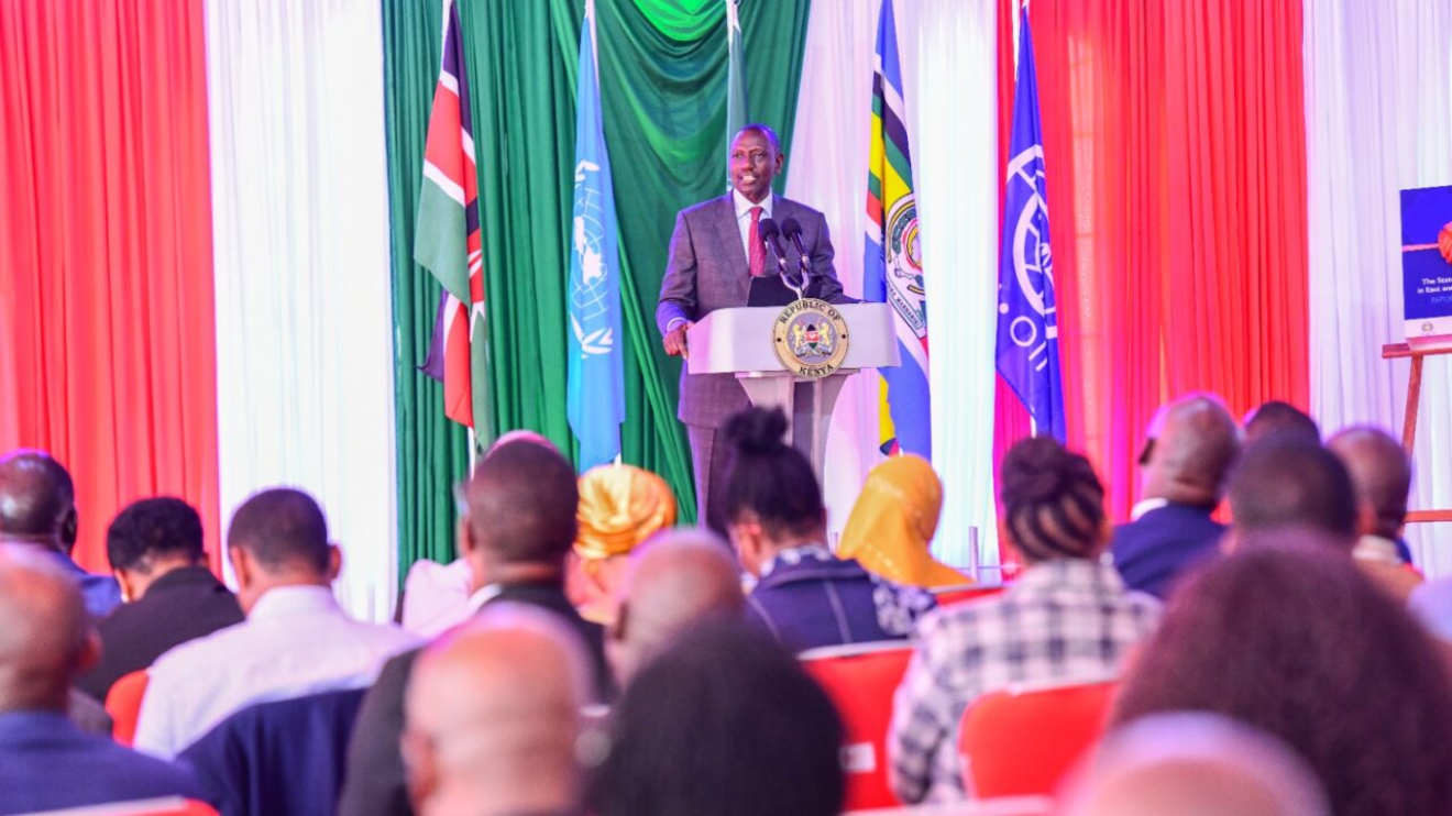 William Ruto speaking at the launch of the International Organization for Migration's (IOM) report. PHOTO/COURTESY