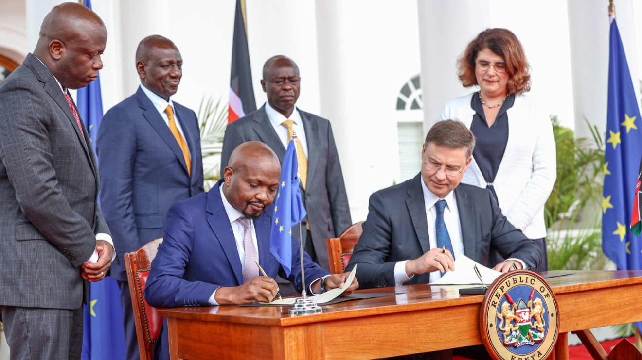 President William Ruto and Rigathi Gachagua presiding over the signing of the Kenya-European Union Economic Partnership Agreement (EPA). PHOTO/COURTESY