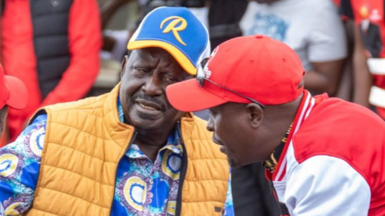 Azimio La Umoja One Kenya Coalition leader Raila Oding and Kanini Kega. PHOTO/COURTESY