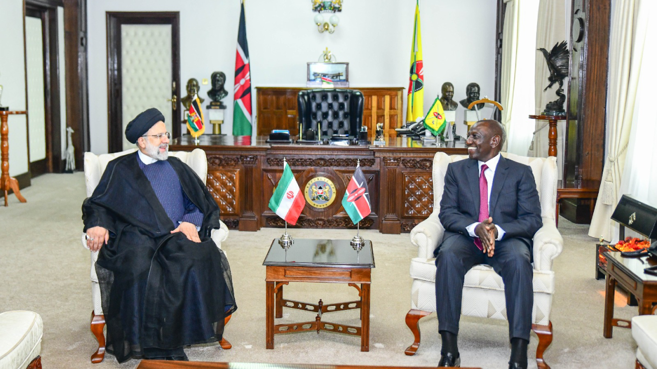 President William Ruto (Right) hosting his Iranian counterpart Ebrahim Raisi (Left). PHOTO/STATE HOUSE