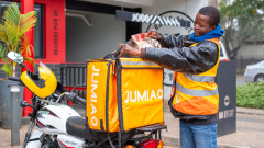 Jumia Foods delivery agent collecting a delivery from KFC. PHOTO/COURTESY
