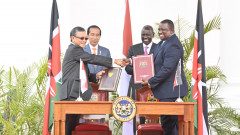 William Ruto and Joko Widodo after witnessing the signing of various agreements at State House. PHOTO/COURTESY