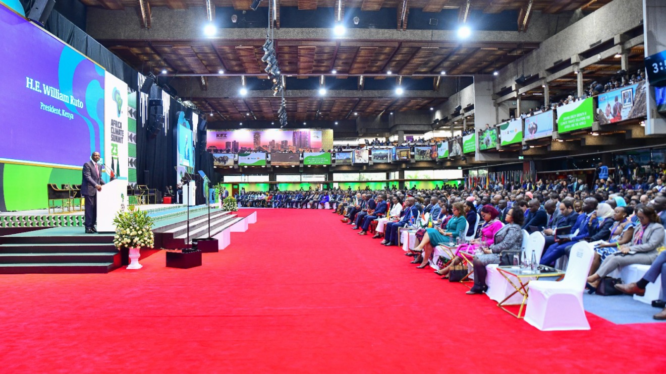 William Ruto addressing the guests during the Africa Climate Summit at KICC. PHOTO/COURTESY