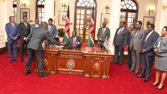 William Ruto signing the Supplementary Appropriation (No.3) Bill at State House. PHOTO/COURTESY