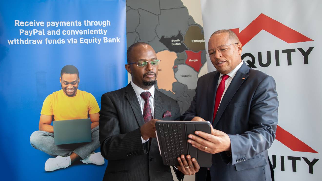 Cross Border Payments, Andrew Kabeke  and Gerald Warui, Managing Director of Equity Bank Kenya. PHOTO/COURTESY