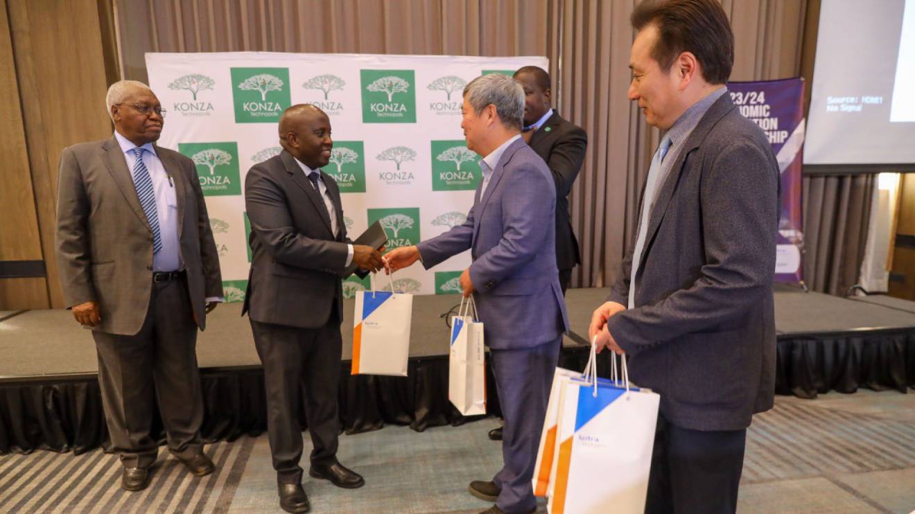 PS ICT John Tanui (Second-Left) with officials from Korea Trade Investment Promotion Agency (KOTRA) and Korea Ministry of Economy and Finance. PHOTO/COURTESY