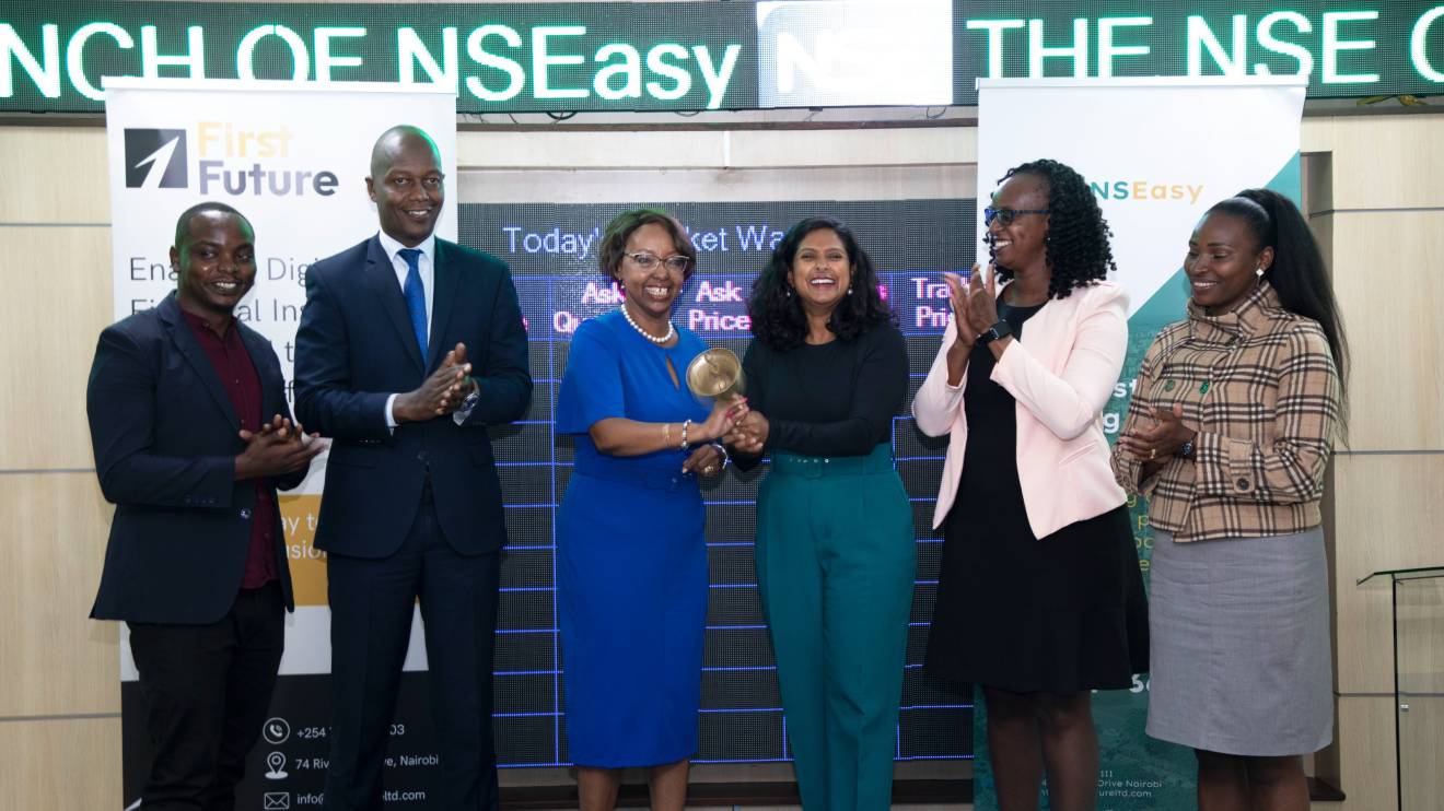 NSE and First Future officials during the launch of NSEasy USSD platform. PHOTO/COURTESY