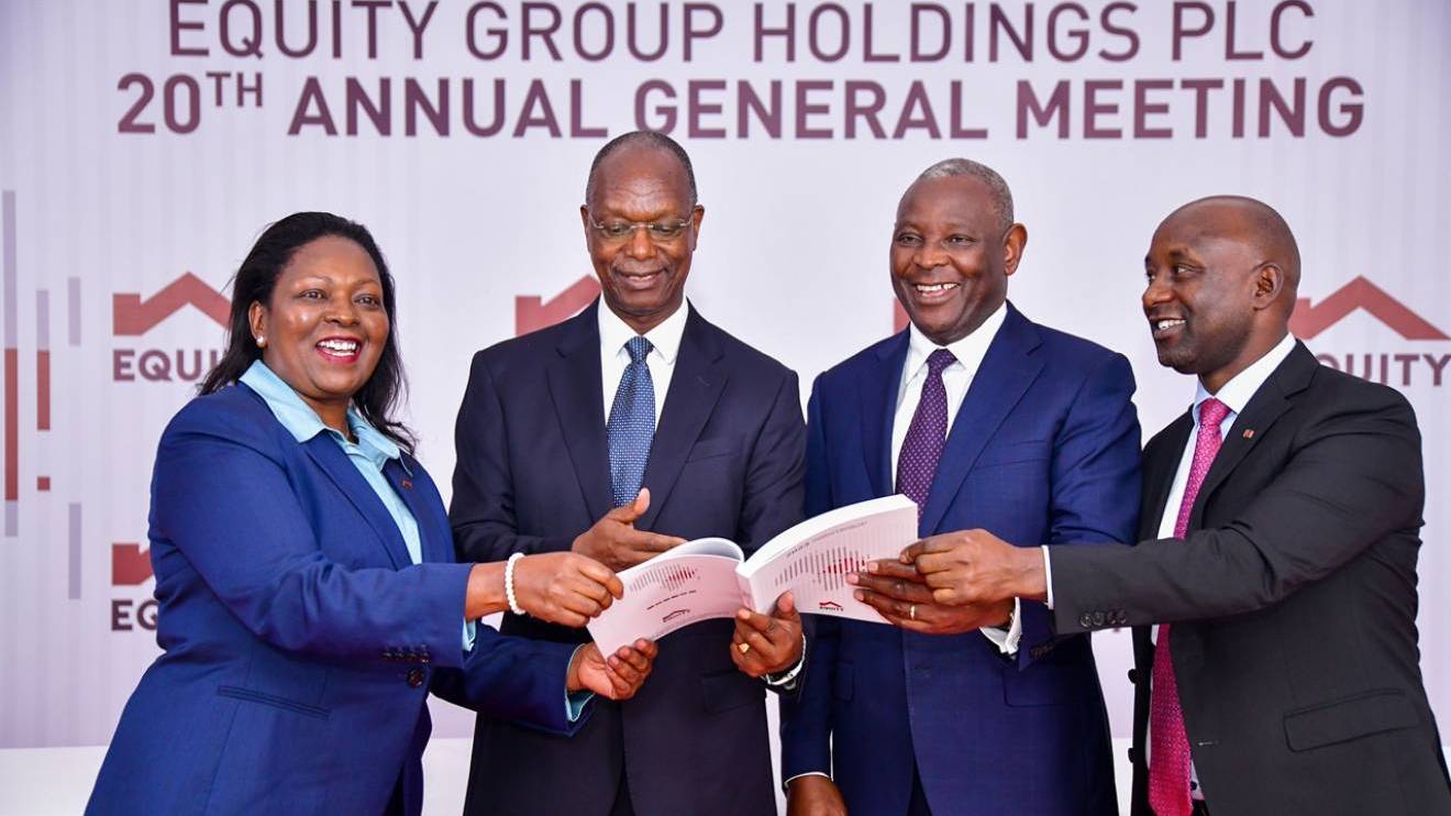Left to Right: Equity Group Executive Director, Mary Wamae, Equity Group Chairman Prof. Isaac Macharia, Equity Group Managing Director and CEO Dr. James Mwangi and Equity Group Chief Operating Officer, Samwel Kirubi. PHOTO/COURTESY