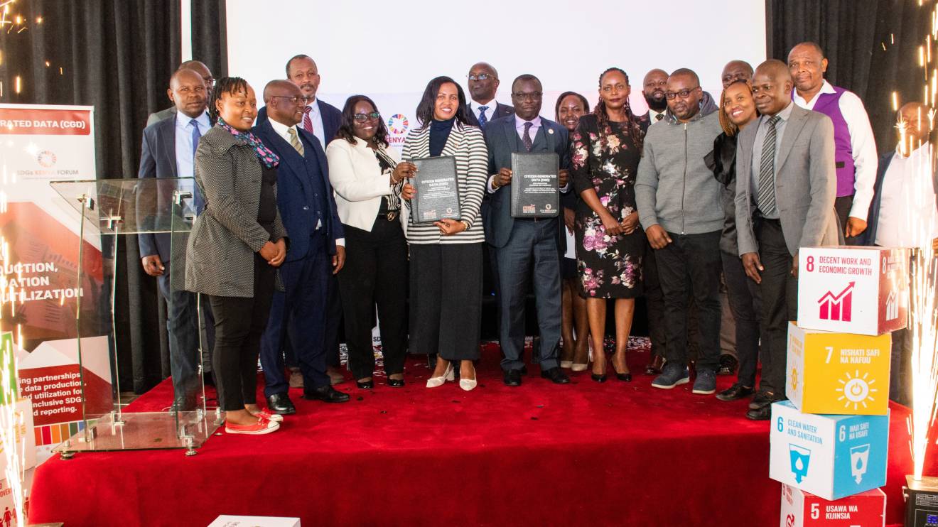 SDGs Kenya Forum and KNBS officials during the sighning event. PHOTO/COURTESY