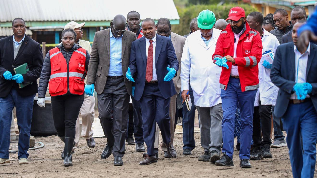 Belio Kipsang, Kithure Kindiki among other Government officials at Hillside Endarasha Academy. PHOTO/COURTESY