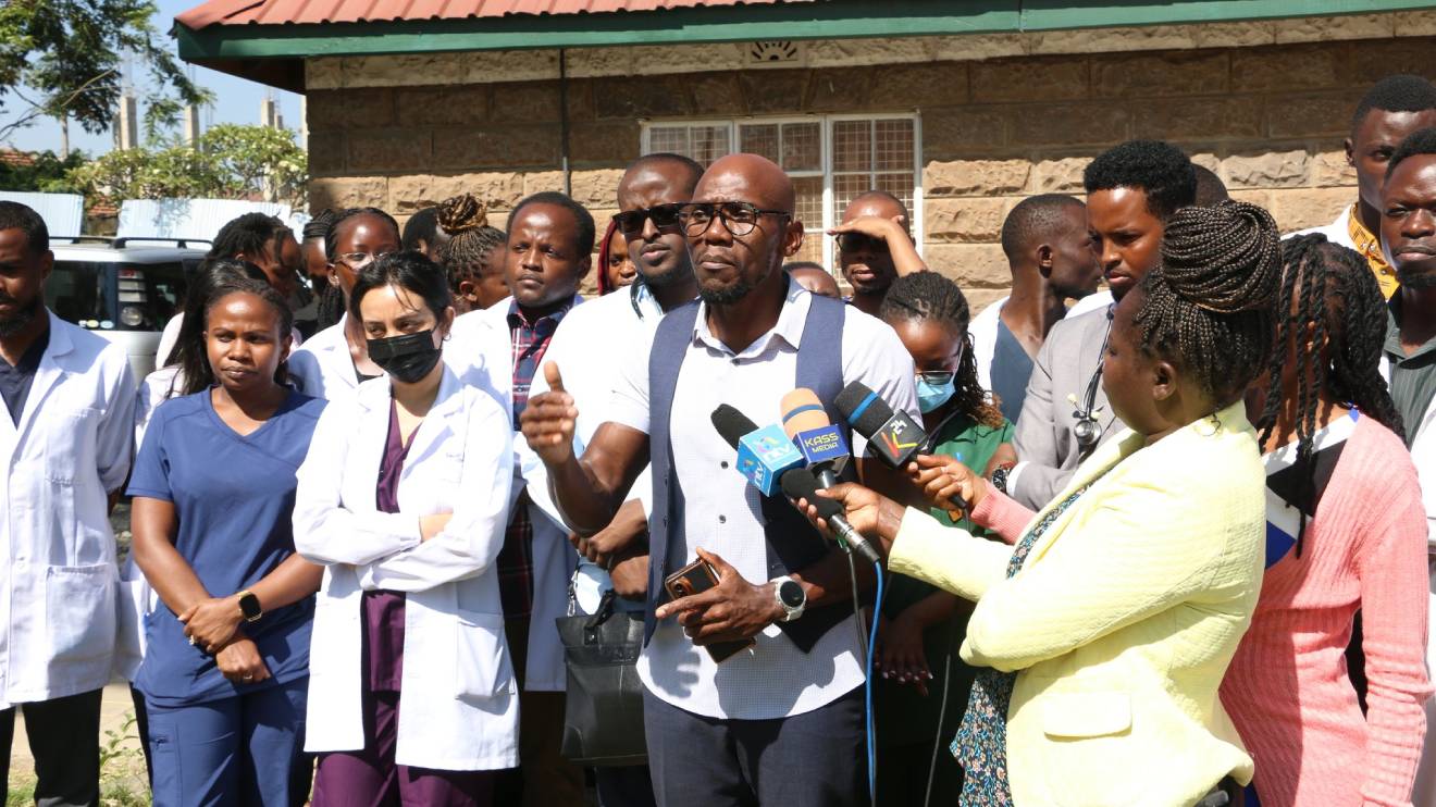 Nairobi doctors issuing their strike notice. PHOTO/COURTESY