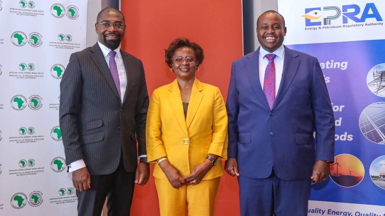 Daniel Kiptoo (Right) and officials from the African Development Bank. PHOTO/COURTESY