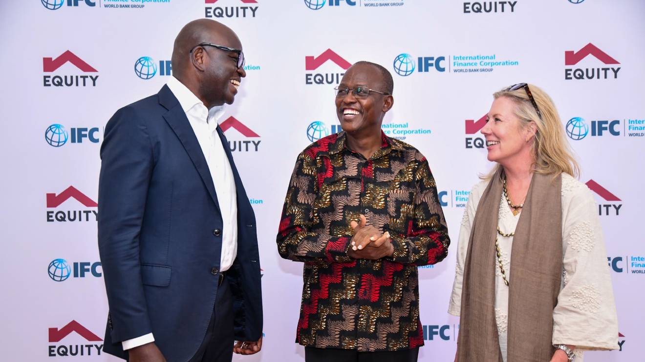 (L-R) Equity Bank MD Moses Nyabanda, Turkana County Governor H.E Hon. Jeremiah Lomorukai and IFC Regional Director for Eastern Africa Mary Peschka. PHOTO/COURTESY