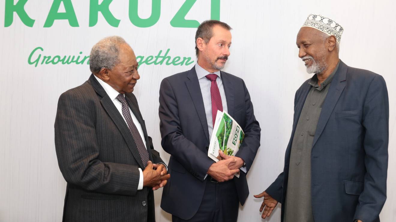 (L-R) Nicholas Ng'ang'a, Chris Flowers and Adan Hussein (shareholder). PHOTO/COURTESY